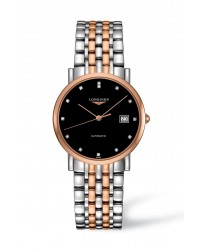 Longines Elegant  Automatic Women's Watch, Steel & 18K Rose Gold, Black Dial, L4.809.5.57.7