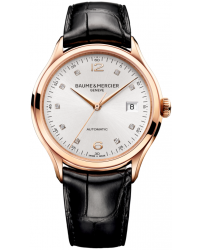 Baume & Mercier Clifton  Automatic Men's Watch, 18K Rose Gold, Silver & Diamonds Dial, MOA10104