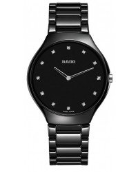 Rado True Thinline  Quartz Men's Watch, Ceramic, Black & Diamonds Dial, R27741732