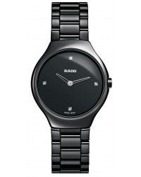 Rado True Thinline  Quartz Women's Watch, Ceramic, Black & Diamonds Dial, R27742712