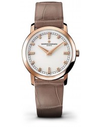 Vacheron Constantin Patrimony Traditionnelle  Quartz Women's Watch, 18K Rose Gold, White & Diamonds Dial, 25155/000R-9585