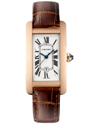 Cartier Tank Americaine  Automatic Women's Watch, 18K Rose Gold, Silver Dial, W2620030