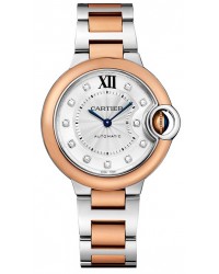 Cartier Ballon Bleu  Automatic Women's Watch, Steel & 18K Rose Gold, Silver Dial, W3BB0006