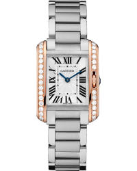 Cartier Tank Anglaise  Quartz Women's Watch, Steel & 18K Rose Gold, Silver Dial, W3TA0002