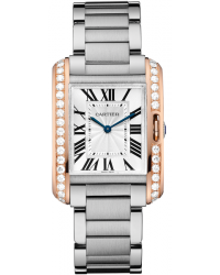 Cartier Tank Anglaise  Quartz Women's Watch, Steel & 18K Rose Gold, Silver Dial, W3TA0003