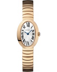 Cartier Baignoire  Quartz Women's Watch, 18K Rose Gold, Silver Dial, W8000015