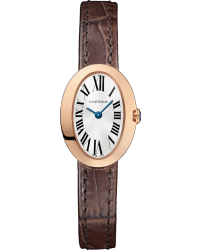 Cartier Baignoire  Quartz Women's Watch, 18K Rose Gold, Silver Dial, W8000017