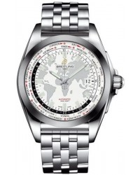 Breitling Galactic Unitime  Automatic Men's Watch, Stainless Steel, White Dial, WB3510U0.A777.375A