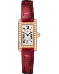 Cartier Tank Americaine  Quartz Women's Watch, 18K Rose Gold, Silver Dial, WB710014