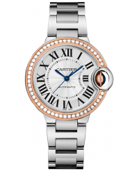 Cartier Ballon Bleu  Automatic Women's Watch, Steel & 18K Rose Gold, Silver Dial, WE902080