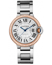 Cartier Ballon Bleu  Automatic Women's Watch, Steel & 18K Rose Gold, Silver Dial, WE902081
