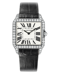 Cartier Santos Dumont  Quartz Men's Watch, 18K White Gold, Silver Dial, WH100251