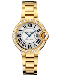 Cartier Ballon Bleu  Automatic Women's Watch, 18K Yellow Gold, Silver Dial, WJBB0002