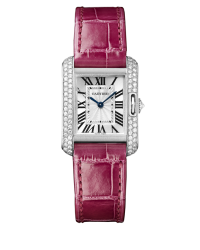 Cartier Tank Anglaise  Quartz Women's Watch, 18K White Gold, Silver Dial, WT100015