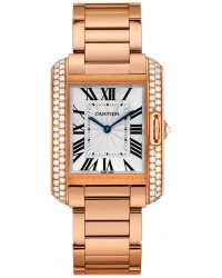 Cartier Tank Anglaise  Automatic Women's Watch, 18K Rose Gold, Silver Dial, WT100027