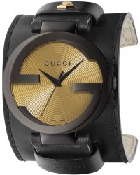 Gucci Interlocking  Quartz Men's Watch, PVD Black Steel, Ivory Dial, YA133202
