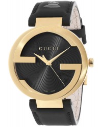 Gucci Interlocking  Quartz Men's Watch, Gold Plated, Black Dial, YA133208