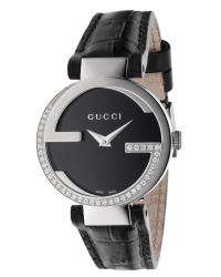 Gucci Interlocking  Quartz Women's Watch, Stainless Steel, Black Dial, YA133507
