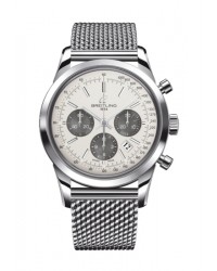Breitling Transocean Chronograph  Chronograph Automatic Men's Watch, Stainless Steel, Silver Dial, AB015212.G724.154A