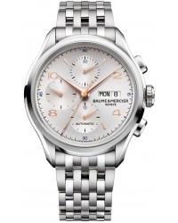 Baume & Mercier Clifton  Chronograph Automatic Men's Watch, Stainless Steel, Silver Dial, MOA10130