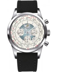 Breitling Transocean Chronograph Unitime  Chronograph Automatic Men's Watch, Stainless Steel, White Dial, AB0510U0.A732.104W