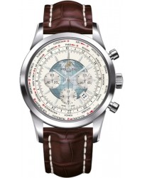 Breitling Transocean Chronograph Unitime  Chronograph Automatic Men's Watch, Stainless Steel, White Dial, AB0510U0.A732.757P