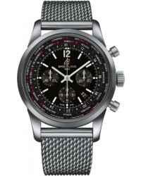 Breitling Transocean Chronograph Unitime  Chronograph Automatic Men's Watch, Stainless Steel, Black Dial, AB0510U6.BC26.159A
