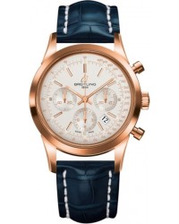 Breitling Transocean Chronograph  Automatic Men's Watch, 18K Rose Gold, Silver Dial, RB015212.G738.732P
