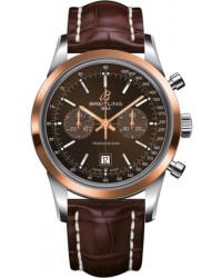 Breitling Transocean Chronograph 38  Automatic Men's Watch, Steel & 18K Rose Gold, Brown Dial, U4131012.Q600.725P