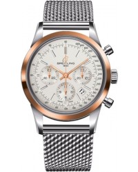 Breitling Transocean Chronograph  Automatic Men's Watch, Steel & 18K Rose Gold, Silver Dial, UB015212.G777.154A
