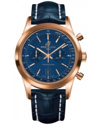 Breitling Transocean Chronograph 38  Automatic Men's Watch, 18K Rose Gold, Blue Dial, R4131012.C863.718P