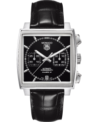 Tag Heuer Monaco  Chronograph Automatic Men's Watch, Stainless Steel, Black Dial, CAW2110.FC6177