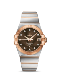 Omega Constellation  Automatic Men's Watch, 18K Rose Gold, Brown & Diamonds Dial, 123.20.38.21.63.001
