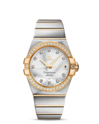 Omega Constellation  Automatic Men's Watch, 18K Yellow Gold, Silver & Diamonds Dial, 123.25.38.21.52.002