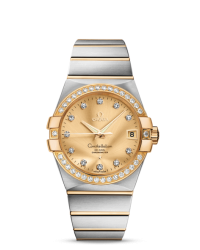 Omega Constellation  Automatic Men's Watch, 18K Yellow Gold, Champagne & Diamonds Dial, 123.25.38.21.58.001