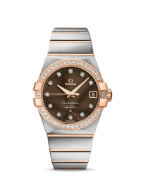 Omega Constellation  Automatic Men's Watch, 18K Rose Gold, Brown & Diamonds Dial, 123.25.38.21.63.001