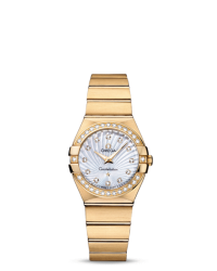 Omega Constellation  Quartz Women's Watch, 18K Yellow Gold, Mother Of Pearl & Diamonds Dial, 123.55.27.60.55.003