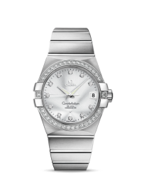 Omega Constellation  Automatic Men's Watch, 18K White Gold, Silver & Diamonds Dial, 123.55.38.21.52.003