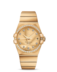 Omega Constellation  Automatic Men's Watch, 18K Yellow Gold, Champagne & Diamonds Dial, 123.55.38.21.58.001