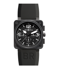 Bell & Ross Aviation BR01  Chronograph Automatic Men's Watch, Stainless Steel, Black Dial, BR0194-BL-CA