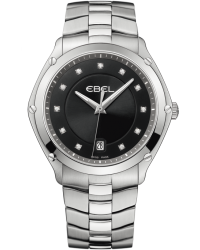 Ebel Classic Sport  Quartz Men's Watch, Stainless Steel, Black & Diamonds Dial, 1215995