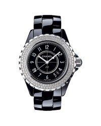Chanel J12 Jewelry  Quartz Women's Watch, Ceramic, Black & Diamonds Dial, H0949