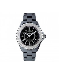 Chanel J12 Jewelry  Automatic Women's Watch, Ceramic, Black & Diamonds Dial, H0950