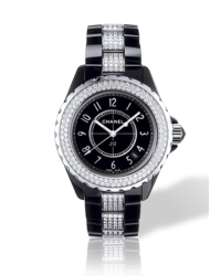 Chanel J12 Jewelry  Quartz Women's Watch, Ceramic, Black & Diamonds Dial, H1338