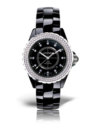 Chanel J12 Jewelry  Automatic Unisex Watch, Ceramic, Black & Diamonds Dial, H2014