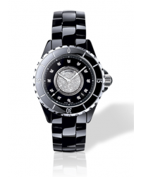 Chanel J12 Jewelry  Quartz Women's Watch, Ceramic, Black & Diamonds Dial, H2122