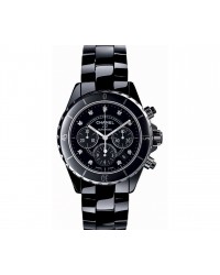 Chanel J12 Jewelry  Chronograph Automatic Women's Watch, Ceramic, Black & Diamonds Dial, H2419