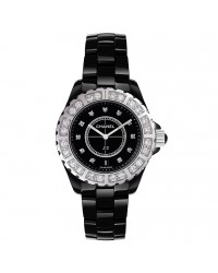 Chanel J12 Jewelry  Quartz Women's Watch, Ceramic, Black & Diamonds Dial, H2428