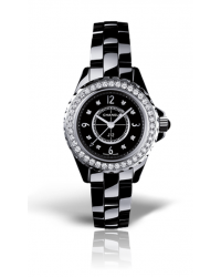 Chanel J12 Jewelry  Quartz Women's Watch, Ceramic, Black & Diamonds Dial, H2571