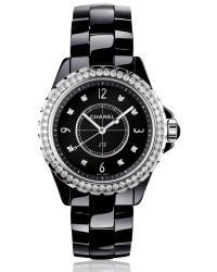 Chanel J12 Jewelry  Quartz Women's Watch, Ceramic, Black & Diamonds Dial, H3108